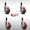 Service Caster 4'' SS Red Poly Swivel 1-1/8'' Expanding Stem Caster Set with Brake, 4PK SCC-SSEX20S414-PPUB-RED-TLB-118-4 - alternate 4
